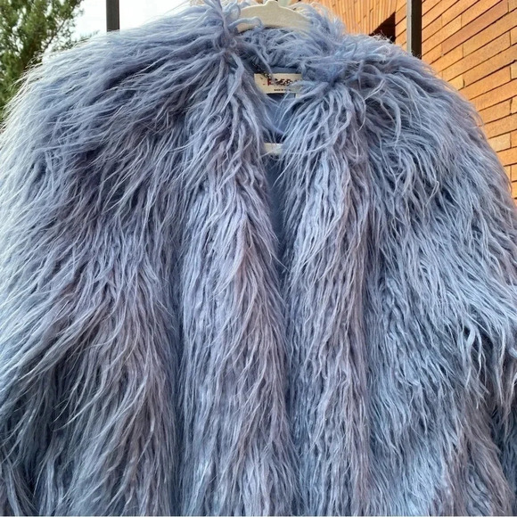 NWT Free People Renata Fur Jacket Blue Taylor Swift - Picture 13 of 16